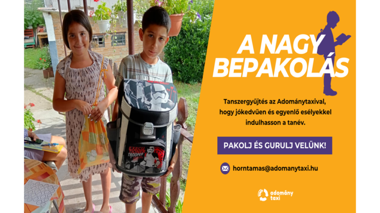 A NAGY BEPAKOLÁS – Tanszergyűjtés az Adománytaxival 2026-ban is!